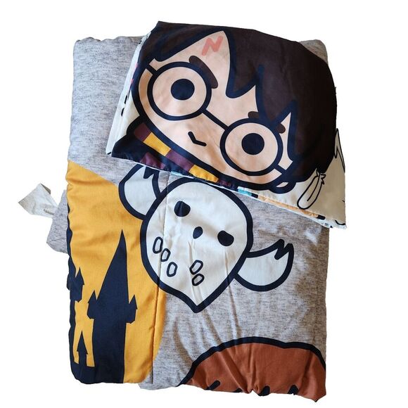 Harry Potter Icon Twin Comforter Pillowcase Gray Wizard Hogwarts‎ Reversible - Picture 11 of 15
